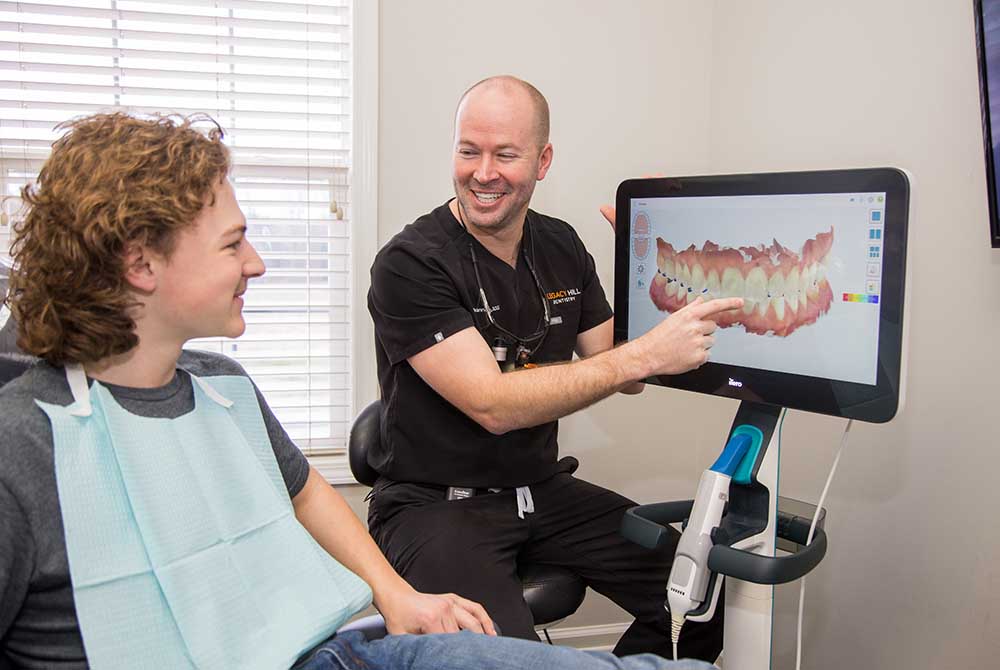 Dr. James Brannen check up with patient at Legacy Hill Dentistry in Smyrna, TN